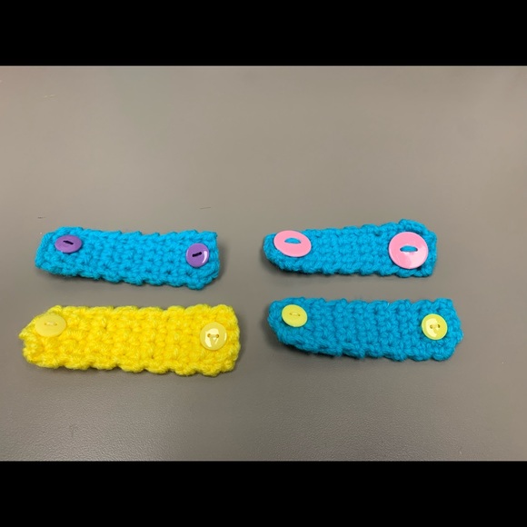 Hand Crafted Accessories - Face mask ear saver extender crochet new yellow aqua